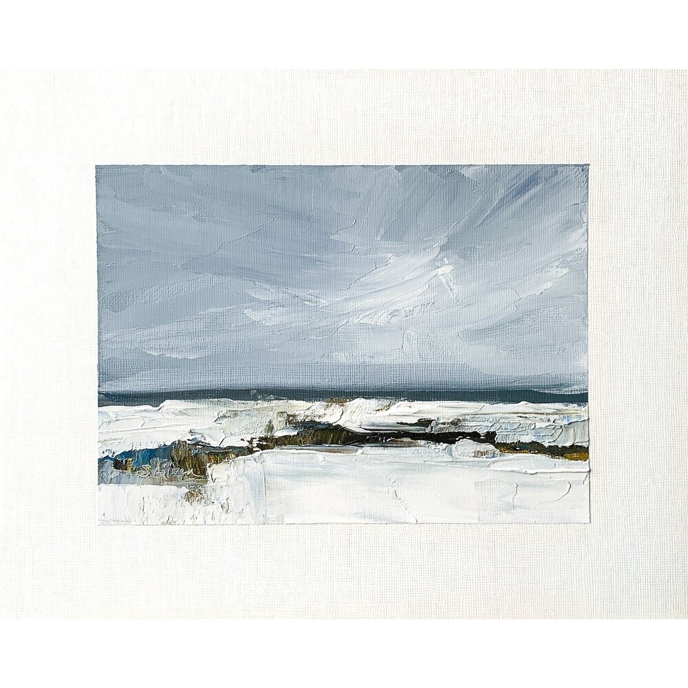 8x10 Original Oil Painting Landscape Winter Snow Pale Modern Contemporary Signed